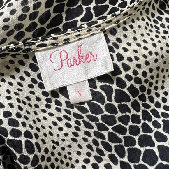 Parker cream and black snakeskin print silk dress size S - Picture 4 of 5